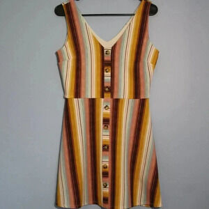 iZ Buyer A-Line Womens Striped Dress Polyester Sleeveless Button Up Front Dress